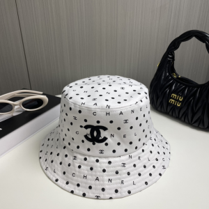 Chanel CC Logo White Bucket Cap Hat