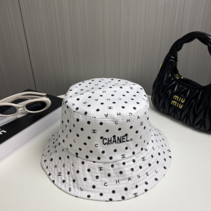 Chanel CC Logo White Bucket Cap Hat