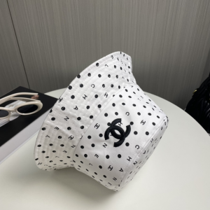 Chanel CC Logo White Bucket Cap Hat