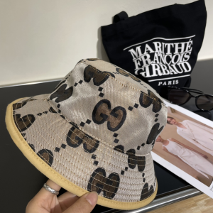 Gucci Jumbo GG Canvas Bucket Cap Hat Grey