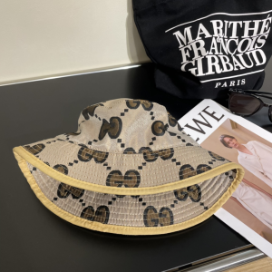 Gucci Jumbo GG Canvas Bucket Cap Hat Grey