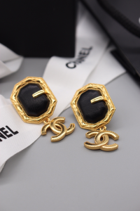 Chanel CC Black Gold Earrings