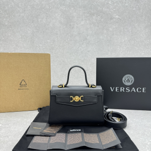 Versace Small Medusa 95 Leather Top Handle Shoulder Bag Black Versace Small Medusa 95 Leather Top Handle Shoulder Bag Black