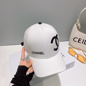 Chanel CC Logo White Canvas Baseball Cap Hat