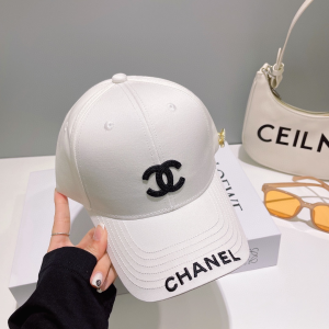 Chanel CC Logo White Canvas Baseball Cap Hat