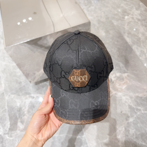Gucci Black GG Canvas Baseball Cap Hat Beige
