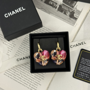Chanel CC Logo Heart Printed Earrings
