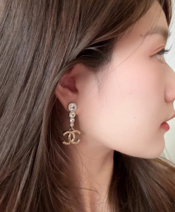 Chanel CC Logo Pendant Earrings