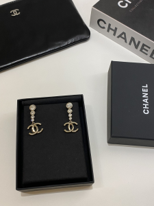 Chanel CC Logo Pendant Earrings