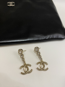 Chanel CC Logo Pendant Earrings