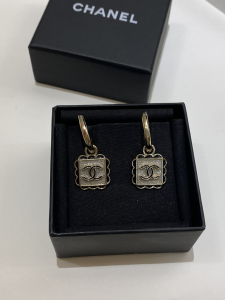 Chanel CC Logo Square Earrings