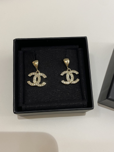 Chanel Crystals CC Logo Earrings