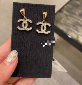 Chanel Crystals CC Logo Earrings