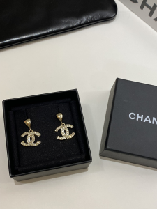 Chanel Crystals CC Logo Earrings