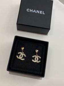 Chanel Crystals CC Logo Earrings