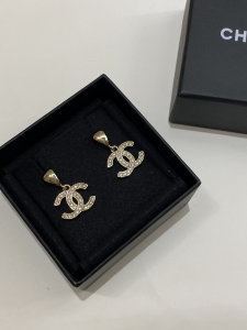 Chanel Crystals CC Logo Earrings
