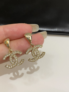 Chanel Crystals CC Logo Earrings