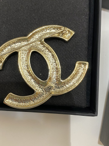 Chanel Diamonds Gold CC Logo Brooch