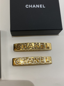 Chanel Vintage Logo Hair Clip Gold