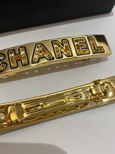 Chanel Vintage Logo Hair Clip Gold