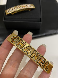 Chanel Vintage Logo Hair Clip Gold