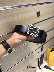 Fendi FF Squared Buckle Black Leather Belt 38MM Fendi FF Squared Buckle Black Leather Belt 38MM