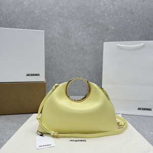 Jacquemus Large Le petit Calino Leather Ring Hobo Handbag Yellow Jacquemus Large Le petit Calino Leather Ring Hobo Handbag Yellow