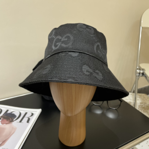 Gucci Black Jumbo GG Canavs Bucket Cap Hat