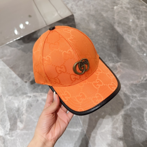 Gucci Orange GG Canavs Baseball Cap Hat
