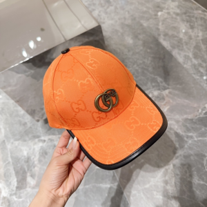 Gucci Orange GG Canavs Baseball Cap Hat