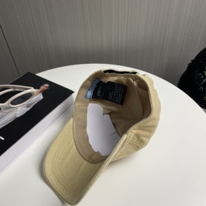 Prada Logo Beige Canavs Baseball Cap Hat