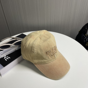 Prada Logo Beige Canavs Baseball Cap Hat