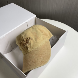 Prada Logo Beige Canavs Baseball Cap Hat