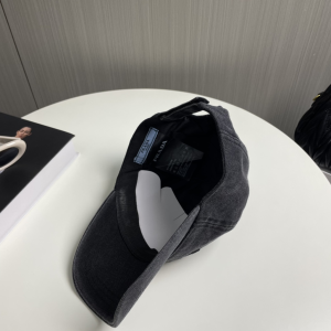 Prada Logo Black Canavs Baseball Cap Hat