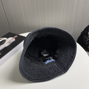 Prada Logo Black Canavs Bucket Cap Hat