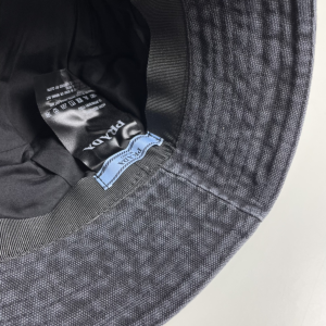 Prada Logo Black Canavs Bucket Cap Hat
