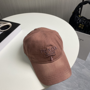 Prada Logo Burgundy Canavs Baseball Cap Hat