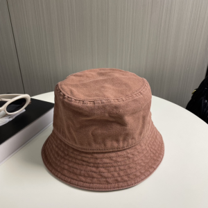 Prada Logo Burgundy Canavs Bucket Cap Hat
