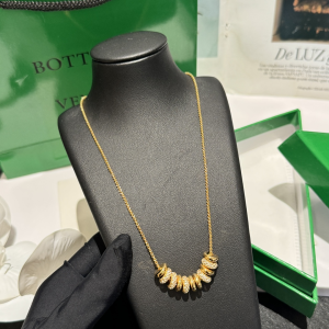 Bottega Veneta Gold Crystal Pendant Necklaces Bottega Veneta Gold Crystal Pendant Necklaces