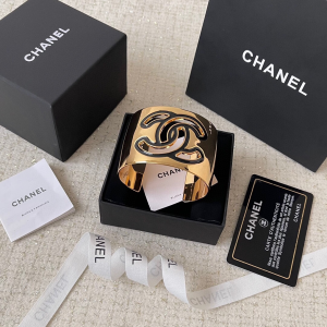 Chanel CC Logo Open Cuff Wide Bracelet