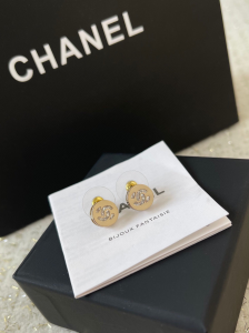 Chanel Crystal Payprus CC Stud Earrings