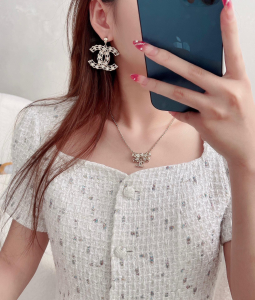 Chanel Gold Crystal CC Earrings