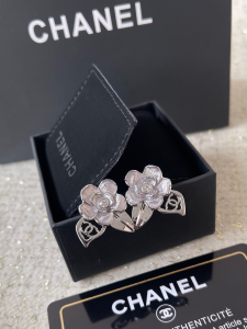 Chanel Silver CC Flower Earrings