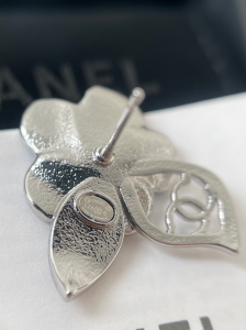 Chanel Silver CC Flower Earrings