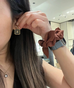 Chanel CC Logo Square Earrings Black