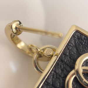 Chanel CC Logo Square Earrings Black