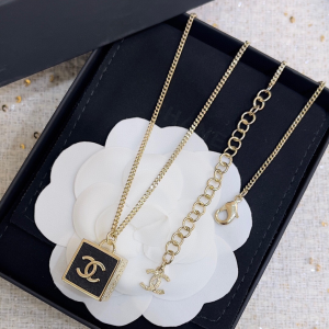 Chanel CC Logo Square Pendant Necklaces
