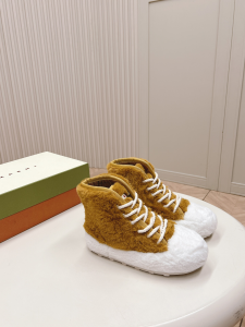 Marni Teddy Two Tone Faux Fur Tennis Sneaker Boots Khaki White Marni Teddy Two Tone Faux Fur Tennis Sneaker Boots Khaki White