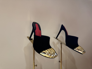 Schiaparelli Trompe Loeil Toe High Heeled Suede Leather Mules Black Schiaparelli Trompe Loeil Toe High Heeled Suede Leather Mules Black