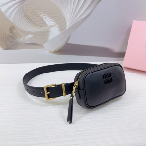 Miu Miu Black Leather Belt with Pouch 30MM Miu Miu Black Leather Belt with Pouch 30MM
